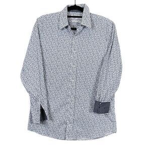 Nick Graham Everywhere Men's Button Shirt Contrast Navy Flip Cuff Stretch Medium